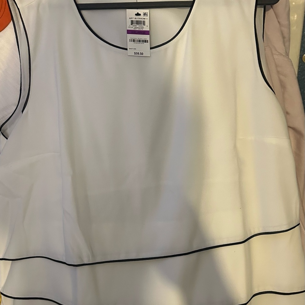 Alfani White Tank Top with Black Trim
